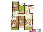 中国中铁·诺德名城户型图H户型(绿色部分为赠送面积) 4室2厅1卫1厨