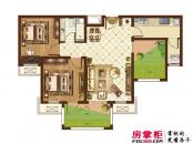 中国中铁·诺德名城户型图F户型(绿色部分为赠送面积) 3室2厅1卫1厨