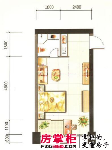 西山新城草海时代公寓户型图单间配套 1室1卫