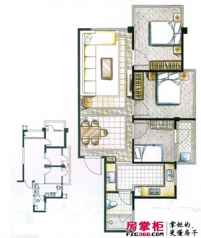 南亚未来城户型图梵谷森林A1户型 3室2厅1卫1厨