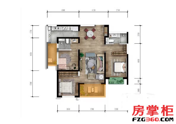 C户型 3室2厅2卫1厨 115.00平米