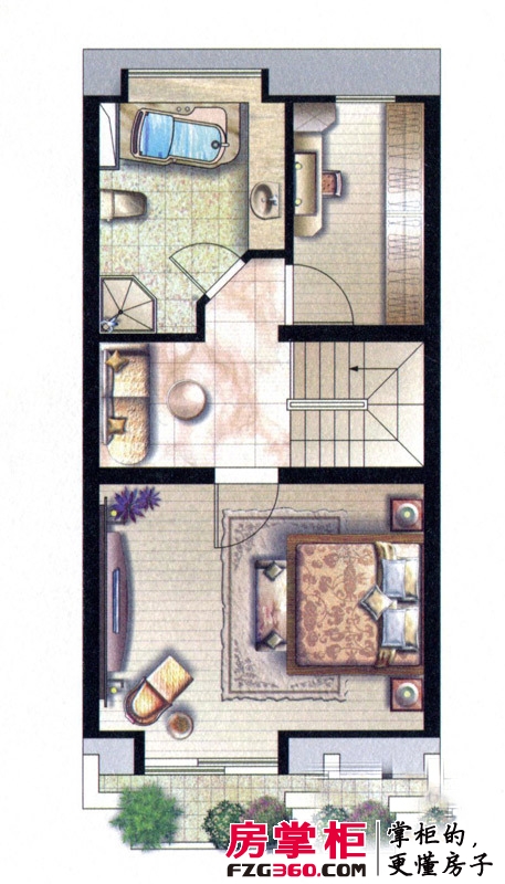 枫丹御园户型图X-C户型三层 2室2厅3卫1厨