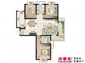 汉城国际户型图四期15#E1户型 3室2厅2卫1厨