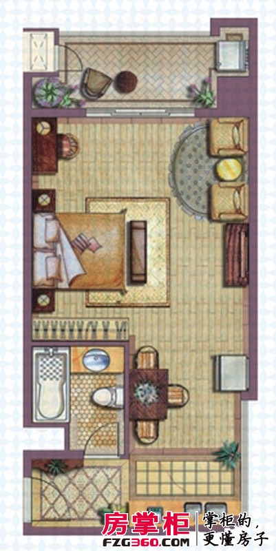 光华时代蓝钻户型图一期I户型 两室两厅一卫一厨 74㎡ 2室1厅1卫1厨