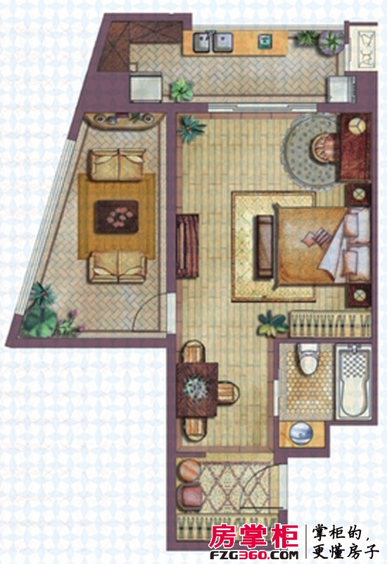 光华时代蓝钻户型图一期A户型 两室两厅一卫一厨 87㎡ 2室2厅1卫1厨