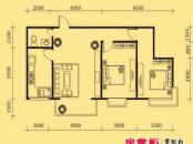 凤山龙城F2户型 2室1厅1卫 102.6平米 2室1厅1卫1厨