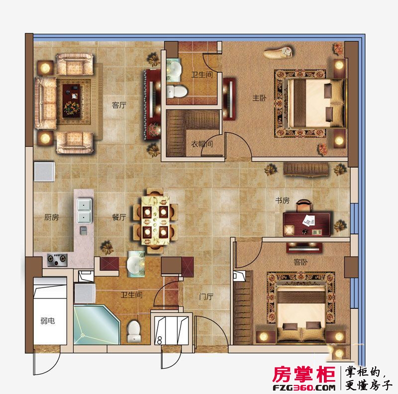 梅山大酒店户型图B-1户型 2室2厅2卫1厨