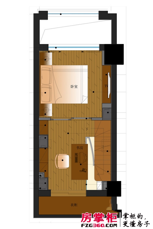 奥丽赛橙品户型图K户型二层（有阳台复式） 1室1厅