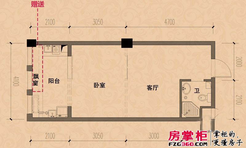 金丰紫园户型图标准层G-2户型 1室1厅1卫1厨