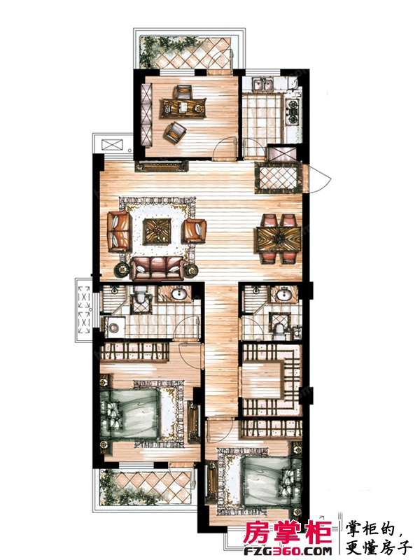 丰泽湾公寓户型图A户型 3室2厅2卫1厨