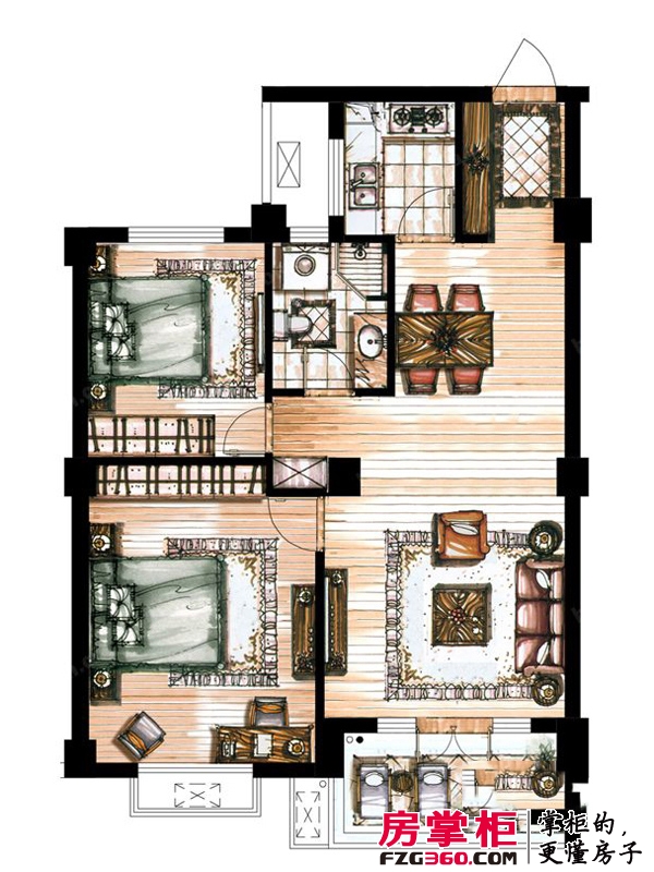 丰泽湾公寓户型图B户型 2室2厅1卫1厨