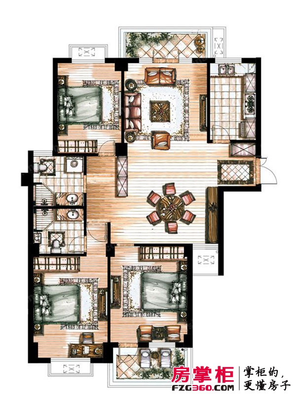 丰泽湾公寓户型图C户型 3室2厅2卫1厨