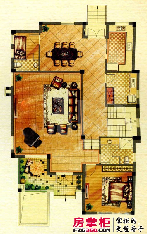 翠湖香堤户型图独栋别墅约572㎡户型地上一层 7室3厅6卫1厨