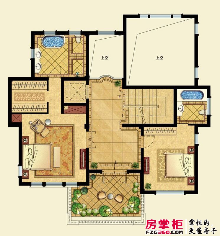 香湖丹堤户型图E2#-二层 2室2卫