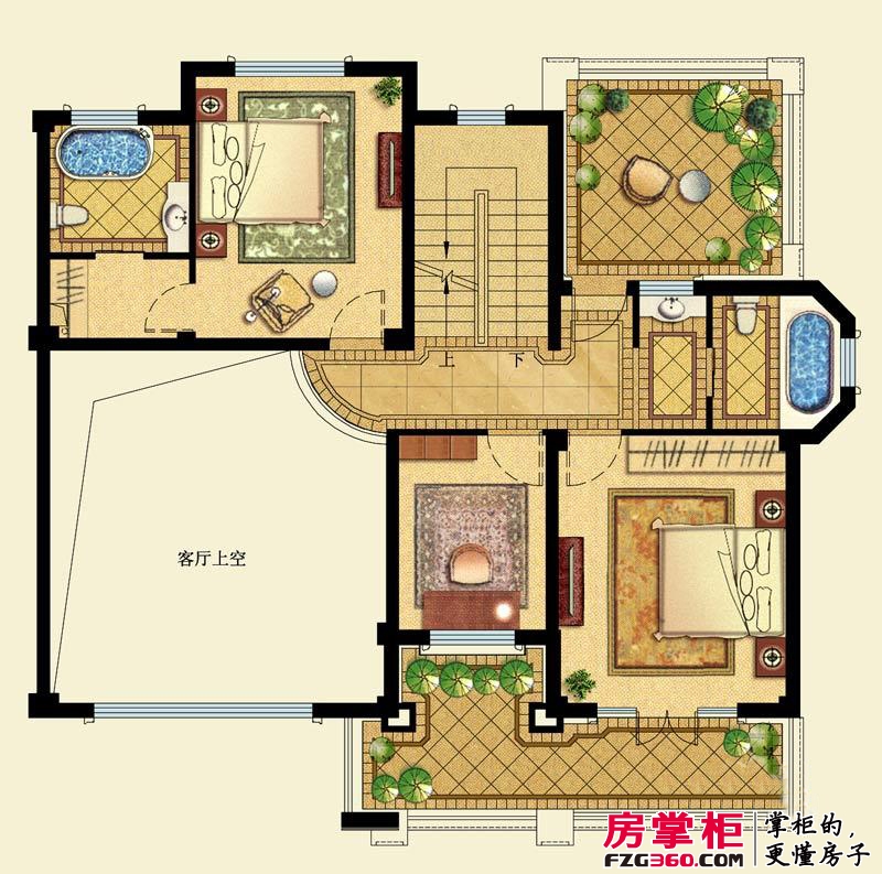 香湖丹堤户型图G1#东1-二层 3室2卫