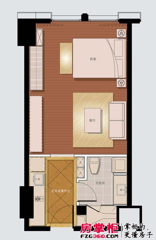 城市摩尔户型图公寓标准层E1户型 1室1厅1卫1厨