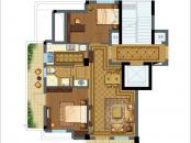维科拉菲庄园户型图顶层F户型约80平米 3室2厅1卫1厨