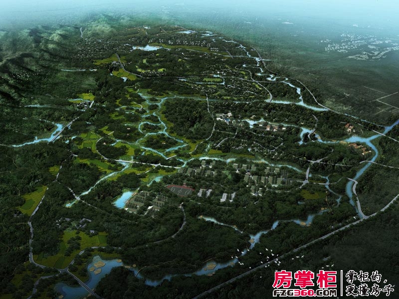 中国养生硒谷温泉度假小镇效果图项目鸟瞰图
