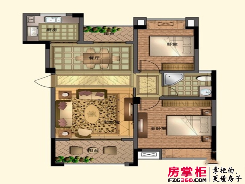九龙帝景湾户型图一期高层N1、N2、N3户型  2室2厅1卫1厨