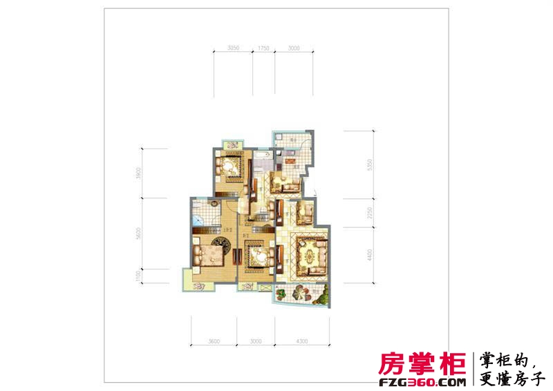 朗晴园户型图一期多层1#楼r户型 3室2厅2卫1厨