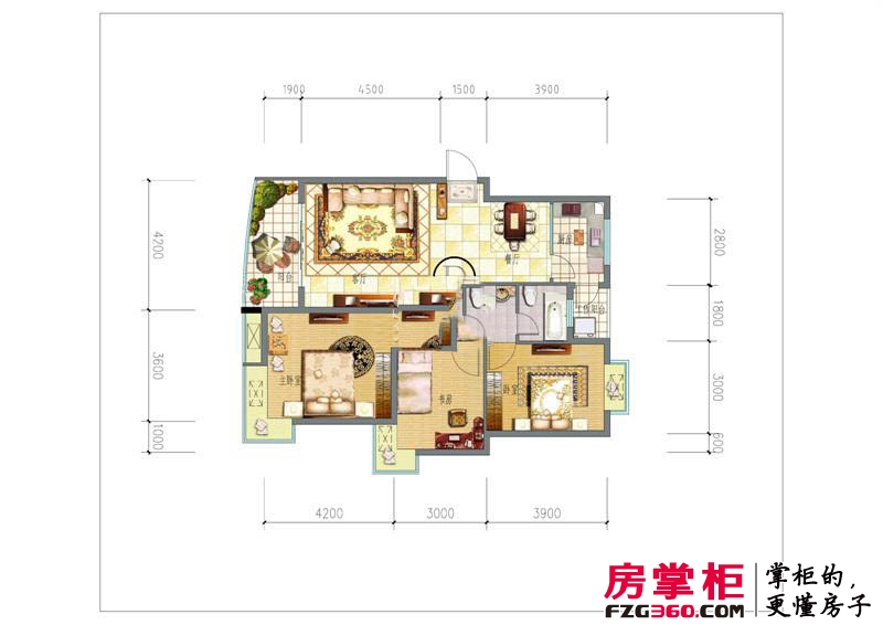 朗晴园户型图一期多层2#楼D户型 3室2厅1卫1厨