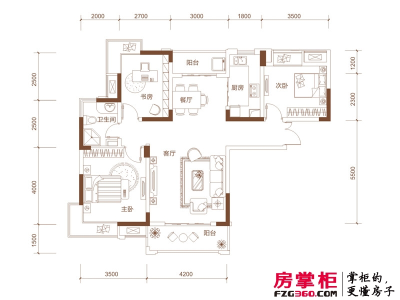 宏泰世纪滨江户型图一期高层K1户型 3室2厅1卫1厨