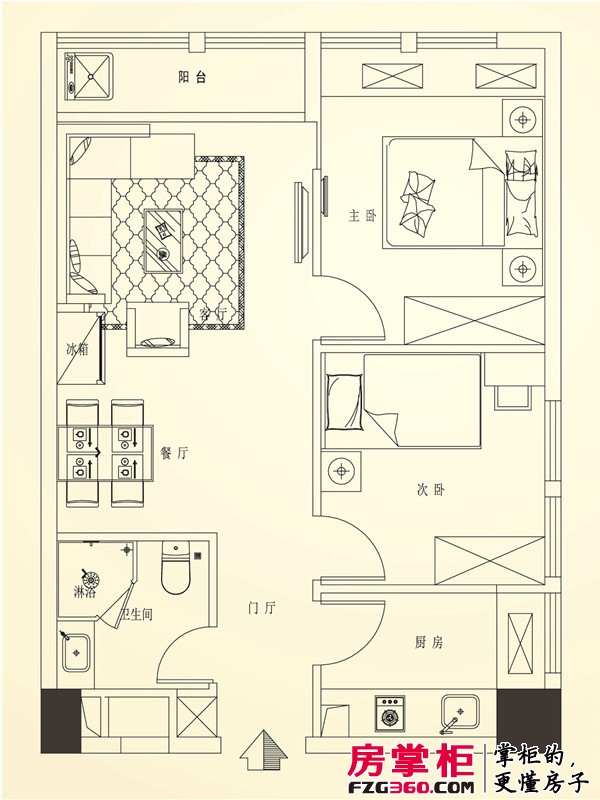 盛汇城市广场户型图公寓B户型  两房两厅一卫 68.20-71.45㎡ 2室2厅1卫1厨