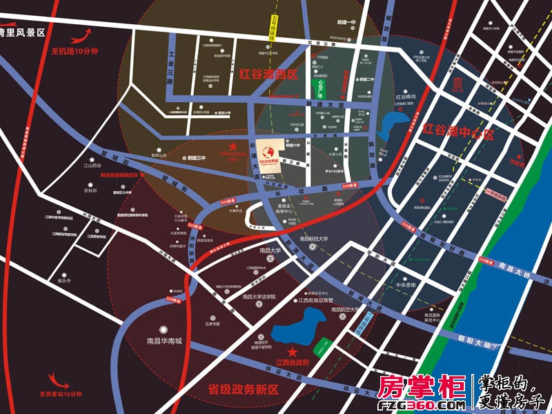 融创红谷世界城交通图项目区域图