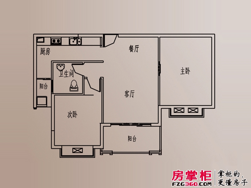 丰源淳和户型图二期5号楼中间户型 2室2厅1卫1厨