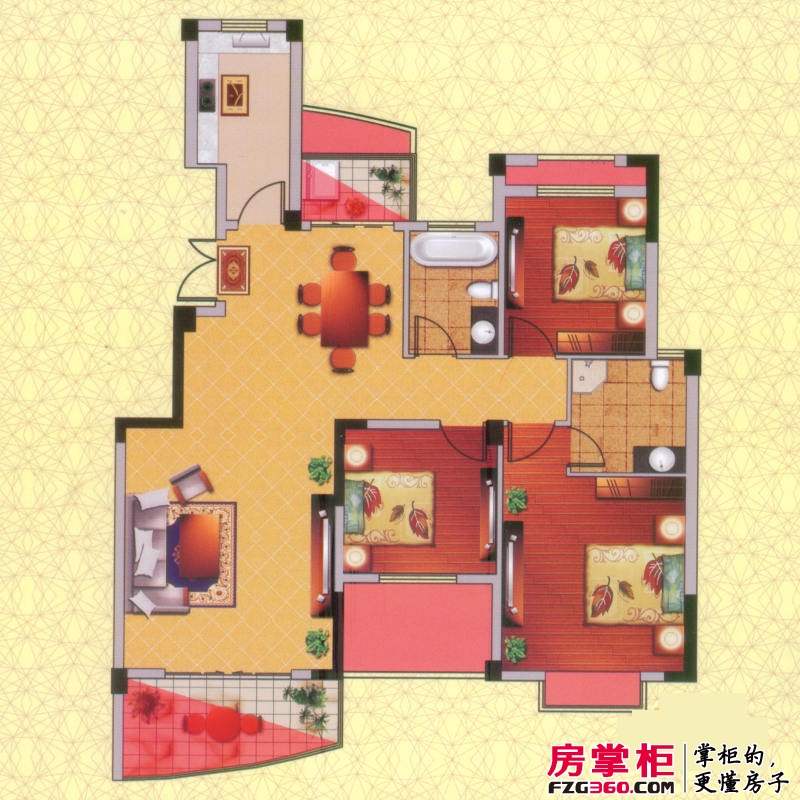华宇尚城户型图一期高层5号楼奇数层D2a户型 3室2厅2卫1厨