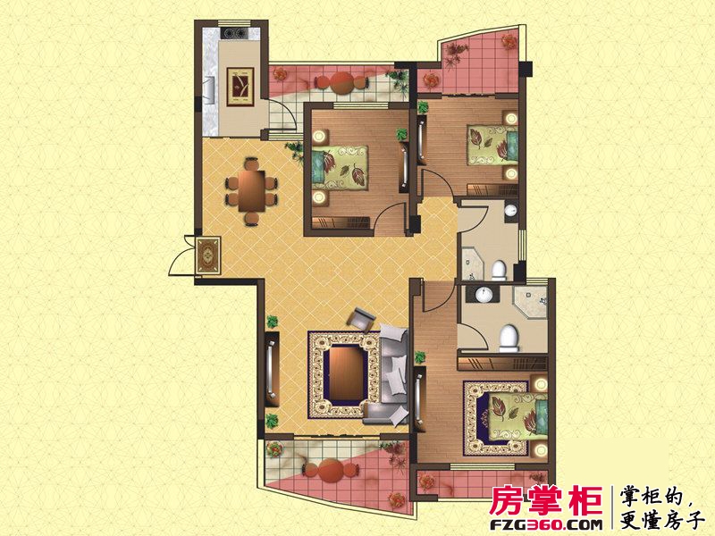 华宇尚城户型图高层6.9号楼标准层D5户型 3室2厅2卫1厨