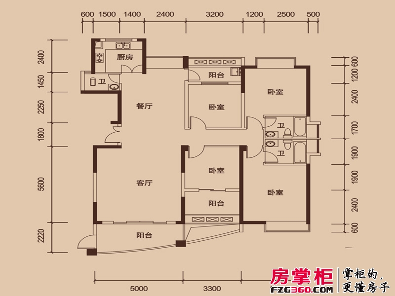 联泰香域中央户型图高层21#楼168㎡户型 4室2厅3卫1厨