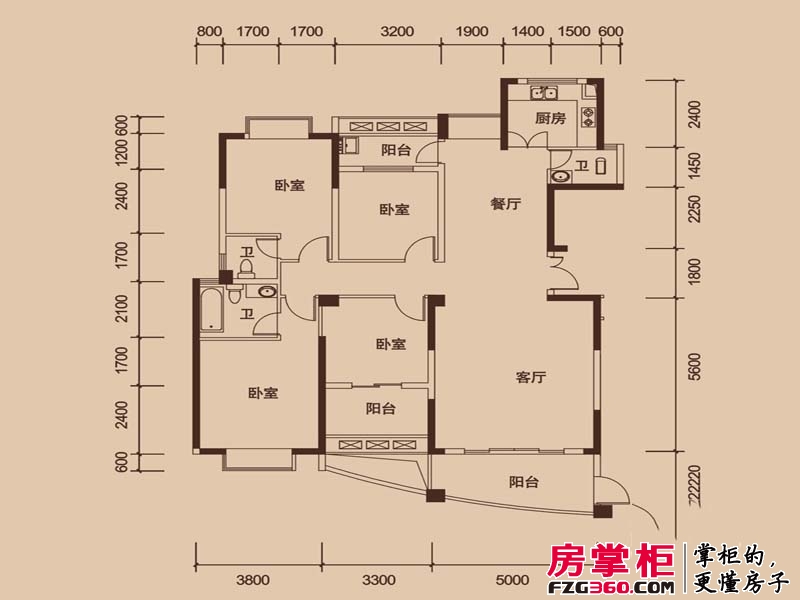 联泰香域中央户型图高层21#楼162㎡户型 4室2厅3卫1厨