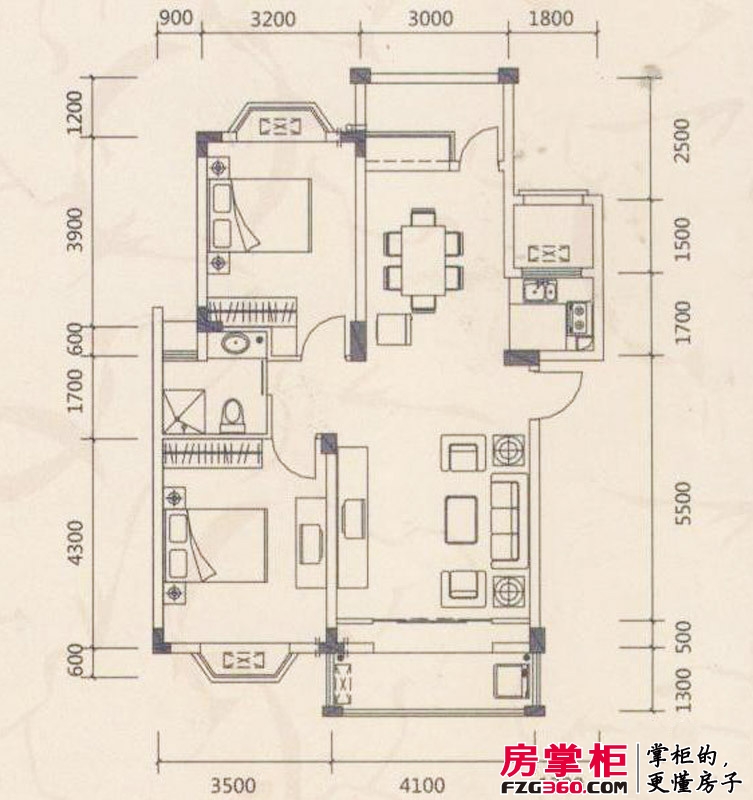 南昌居住主题公园户型图3期1-3号楼多层B户型 3室2厅1卫
