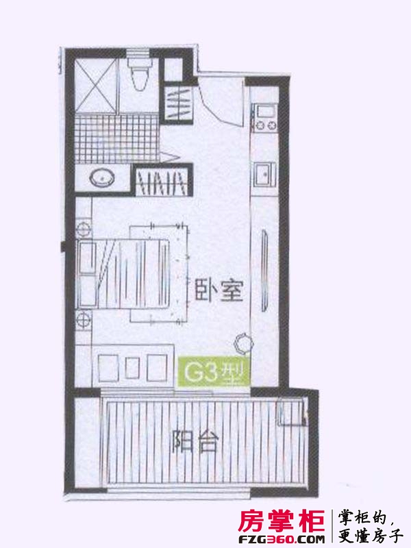 中信庐山西海户型图一期公寓G3户型 1室1厅1卫1厨