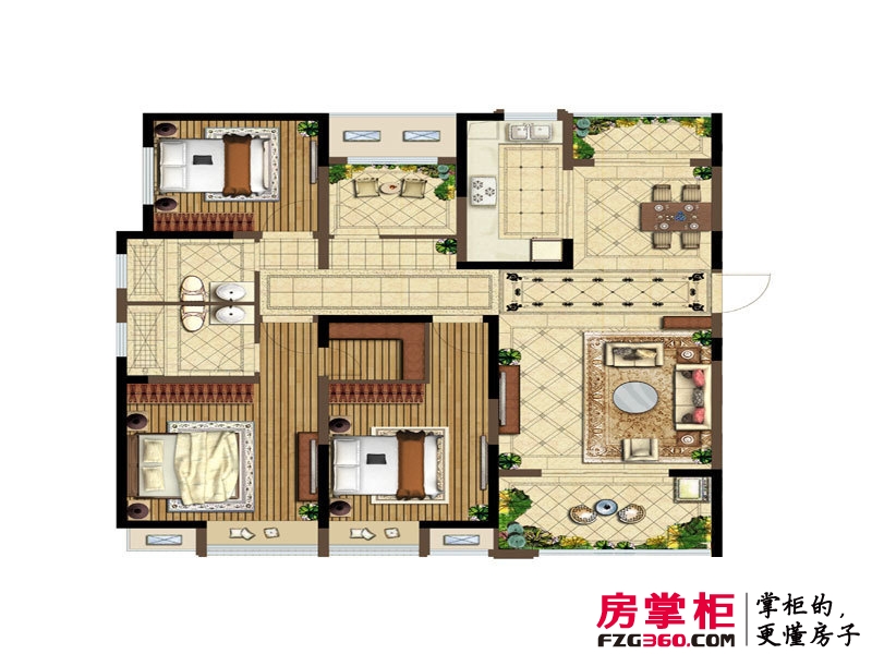 中海国际社区户型图143平米三室两厅两卫 3室2厅2卫1厨