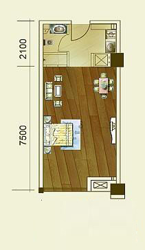 鼓楼1929户型图一期1号楼标准层B户型 1室1厅1卫1厨