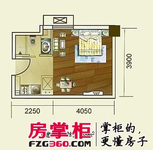 鼓楼1929户型图一期1号楼标准层F户型 1室1厅1卫1厨