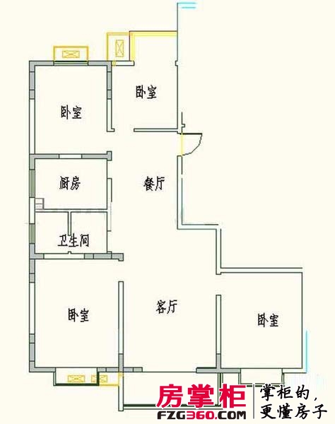 鼓楼1929户型图A 4室2厅1卫1厨