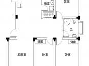 旭东新城户型图20幢标准层C4户型 3室2厅2卫1厨