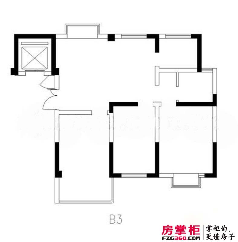 旭东新城户型图18幢标准层B3户型 3室2厅1卫1厨