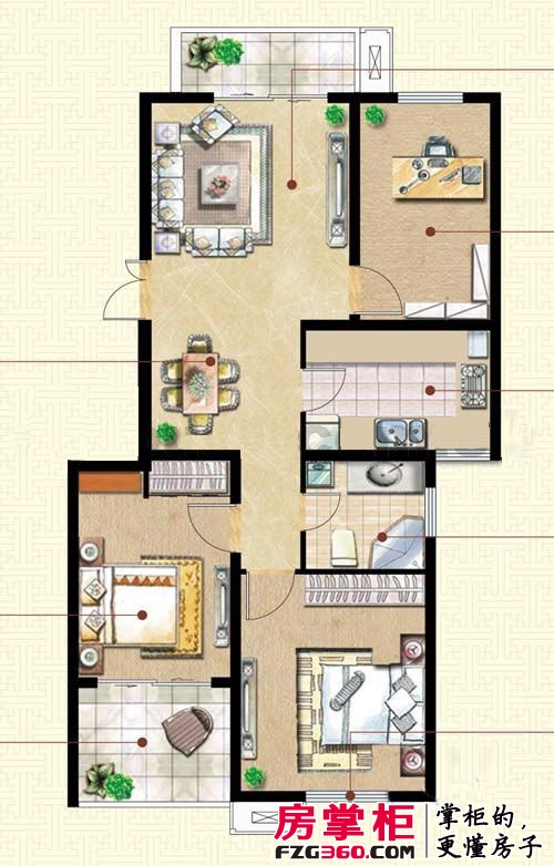 上善居户型图一期11号楼标准层B1户型 3室2厅