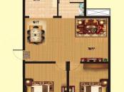 怡园户型图一期1号楼标准层J户型 2室1厅1卫1厨