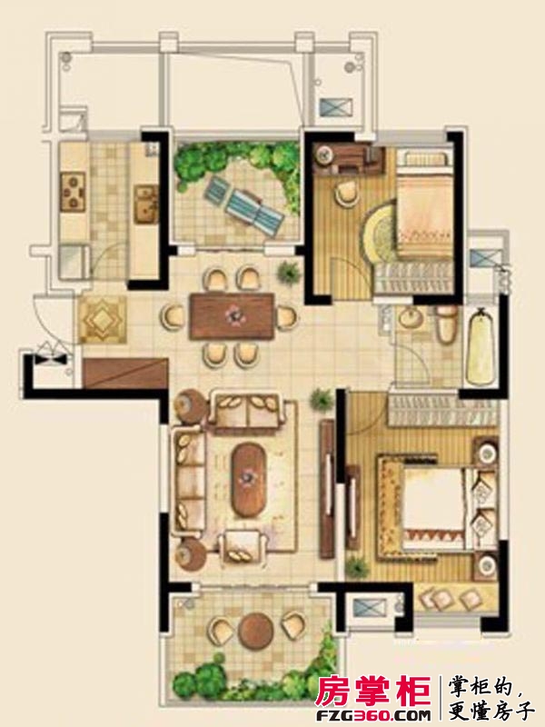 金东城世家户型图六期18、20幢标准层C10户型 2室1厅1卫1厨