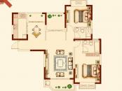 世纪城金域华府户型图4、7号楼标准层C户型 2室2厅1卫1厨