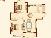 世纪城金域华府户型图4、6号楼标准层B1 户型 2室2厅1卫1厨