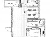 宜家国际公寓户型图二期标准层I户型 2室2厅1卫1厨