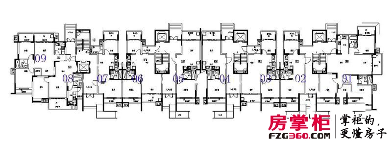 宜家国际公寓效果图12幢1-11层平面图