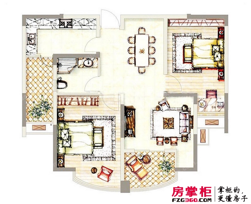 蓝天华门国际花园户型图A户型 2室2厅1卫1厨