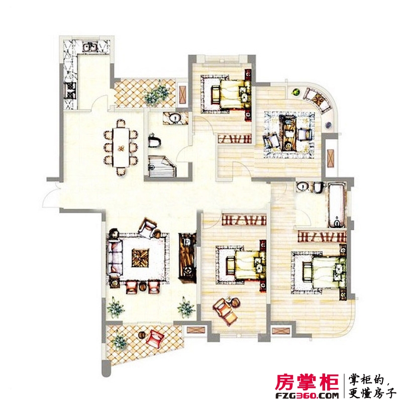 蓝天华门国际花园户型图C户型 4室2厅2卫1厨
